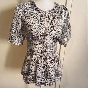 Vertigo Paris Women's Black & White Polka dot Blouse Small